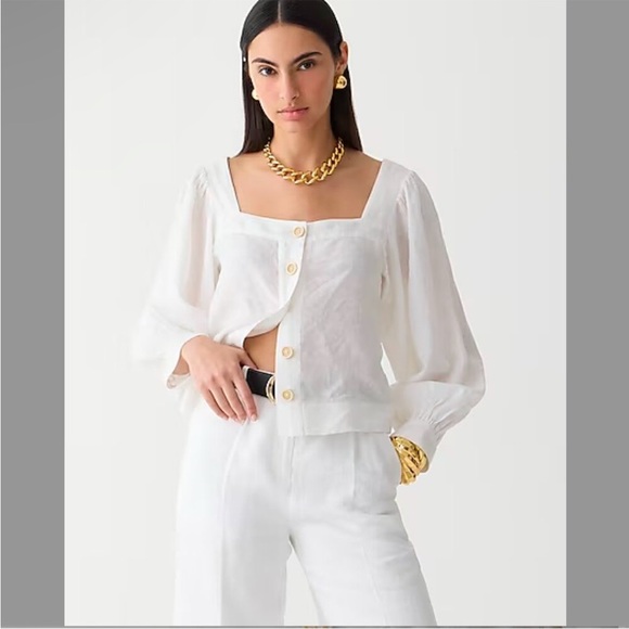 J. Crew Tops - Jcrew Squareneck button-up top in linen